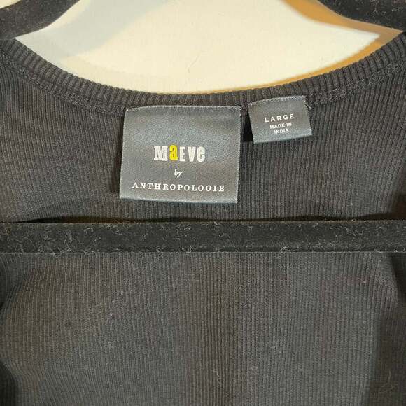 Anthropologie MAEVE Women Rib Tank Size L Black Square Neck Casual Summer - Picture 5 of 5